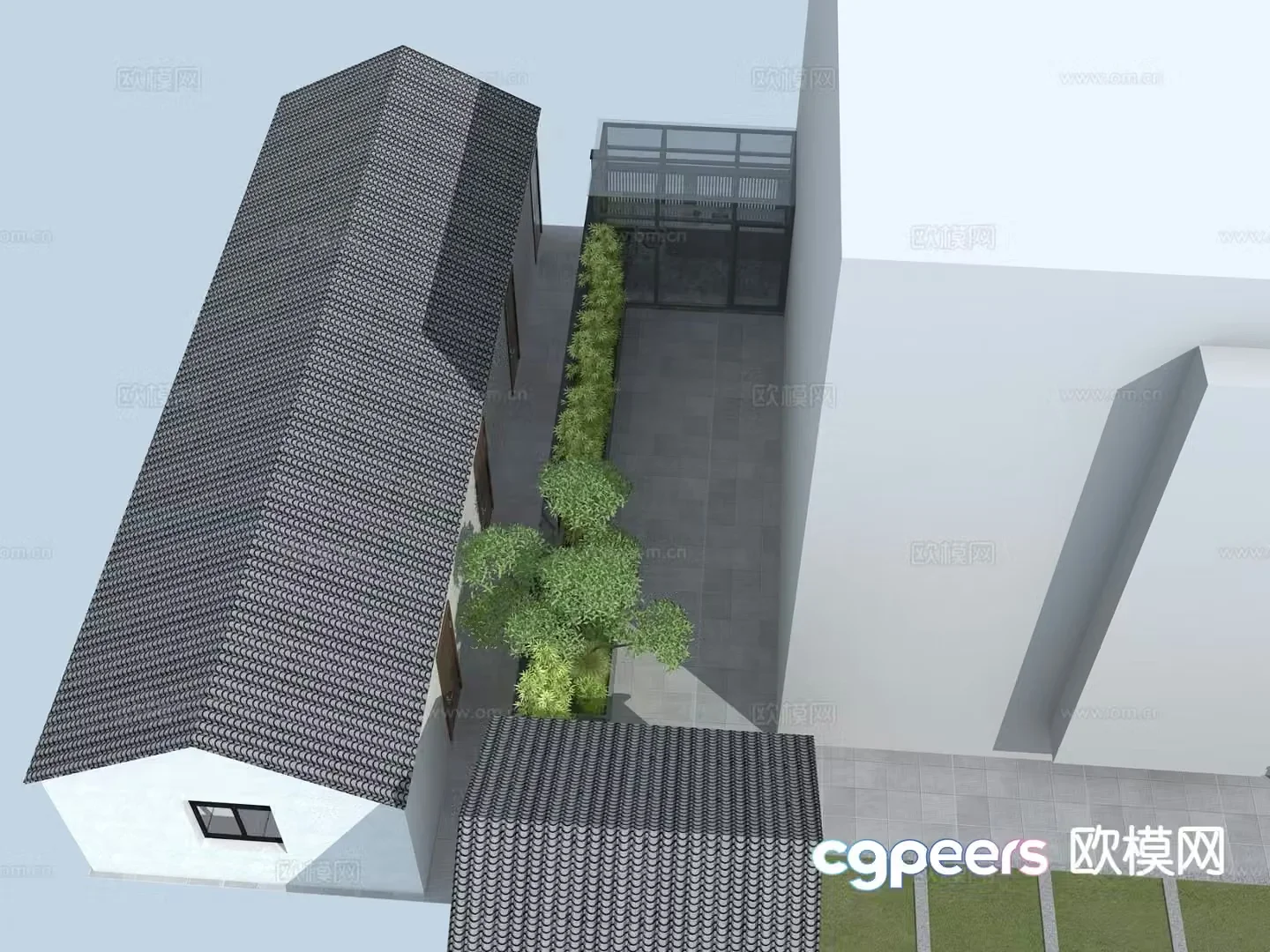 Modern courtyard landscape home courtyard 3d model