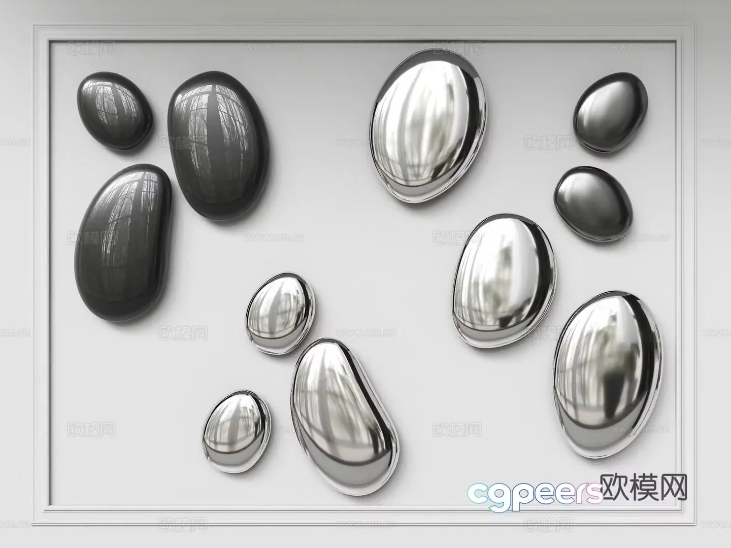 Modern pendant Metal water drop wall decoration Modern simple pendant Mirror metal pendant Special metal 3D model