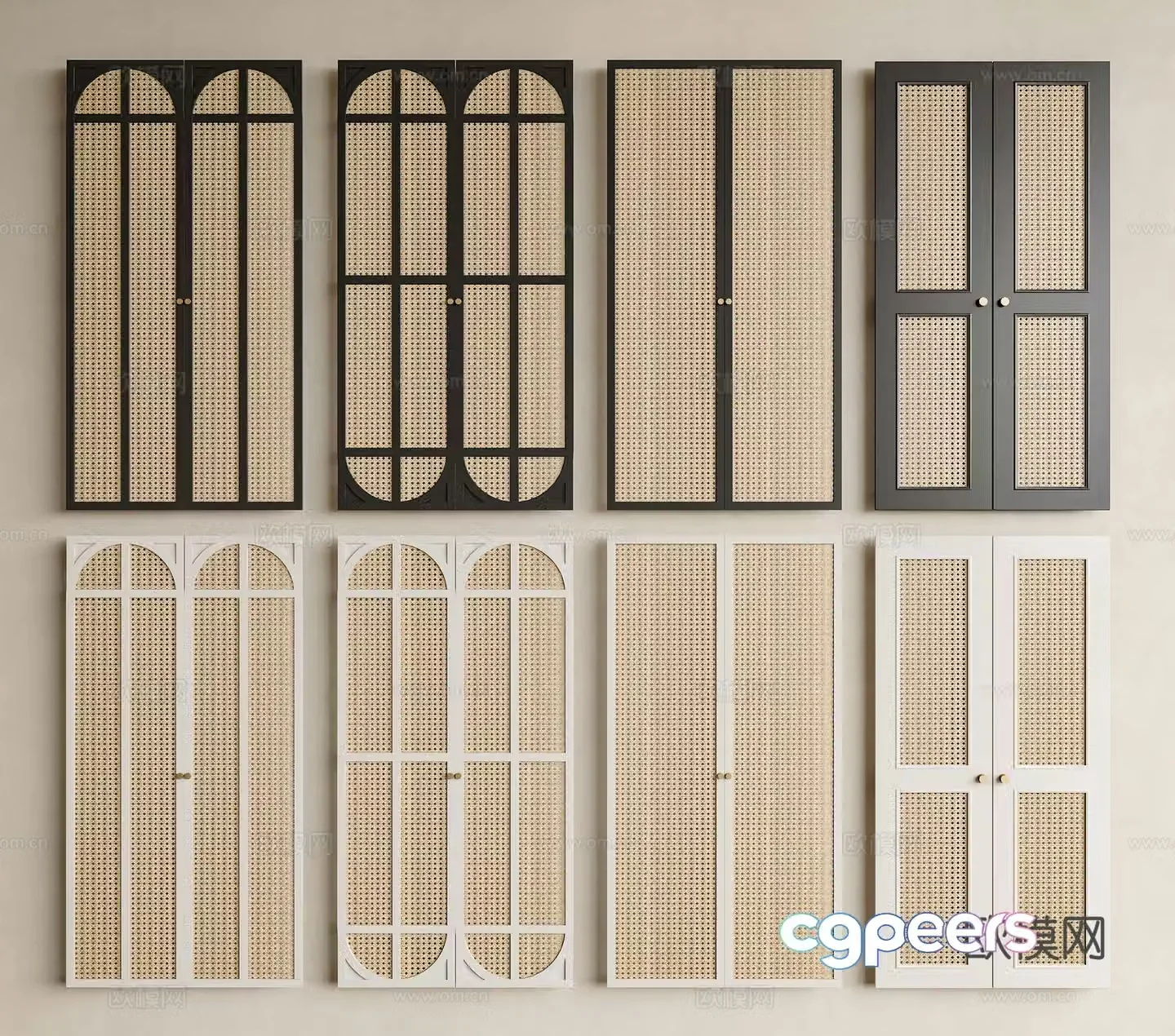 Middle Ages Lavasaki rattan cabinet door Wardrobe cabinet door Rabid woven cabinet door Rabid woven door Rabid woven door 3D model