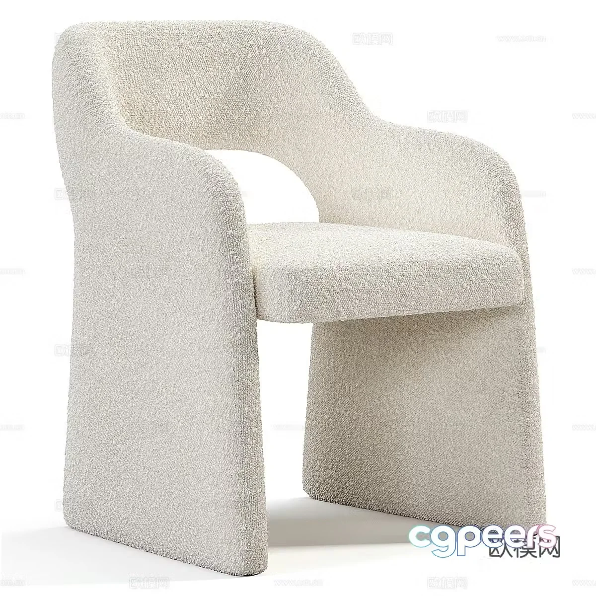 Modern Italian cream style fabric dining chair 3d model