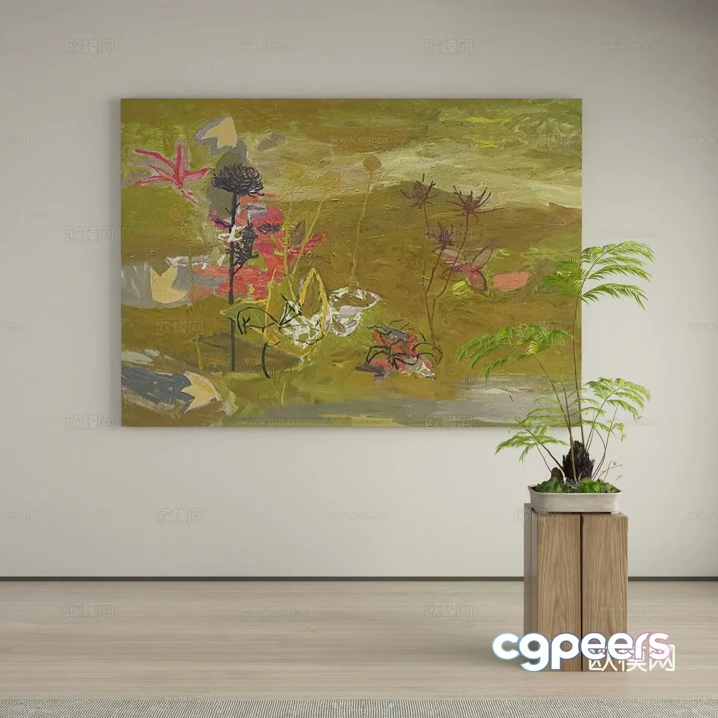 Modern Wasabi Hanging Painting Oil Painting 3D Model