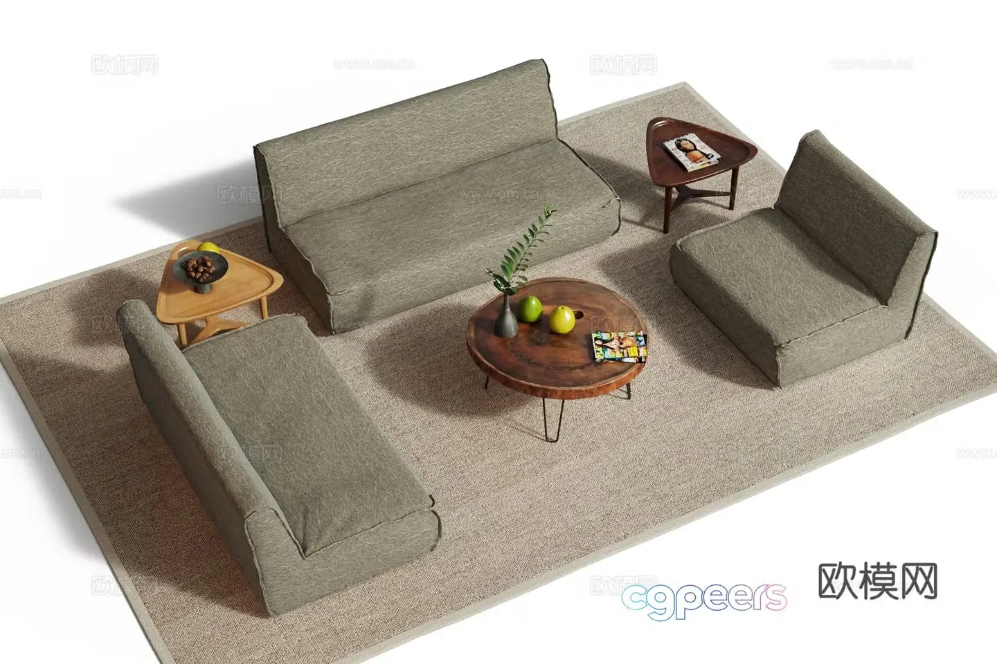 Medieval style sofa combination sofa tatami sofa 3d model