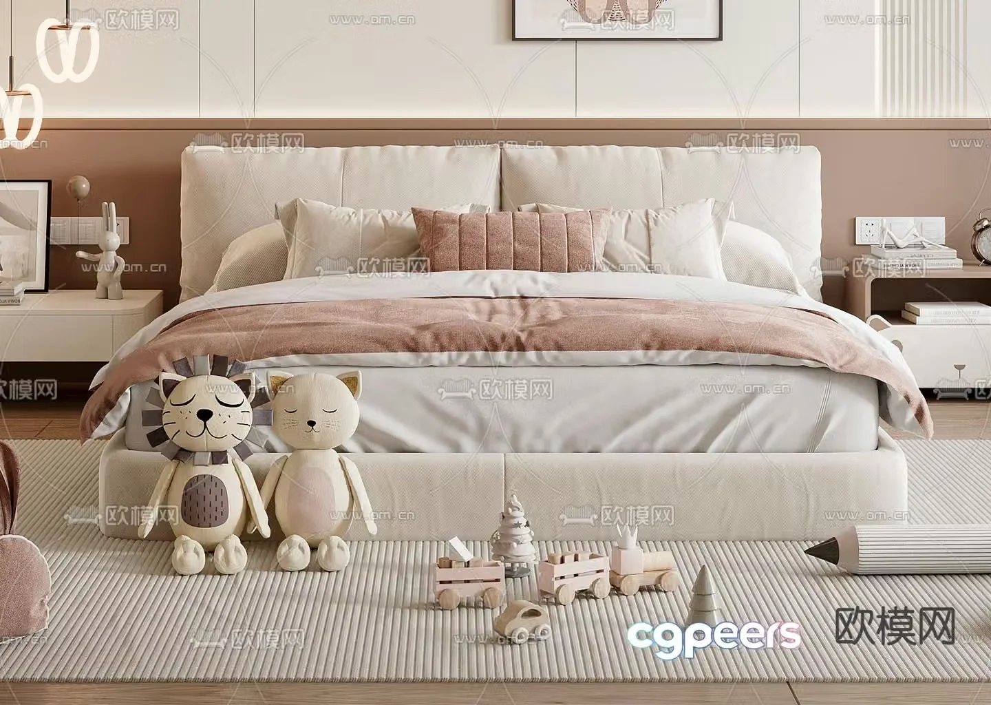 Children’s bed double bed 3d model