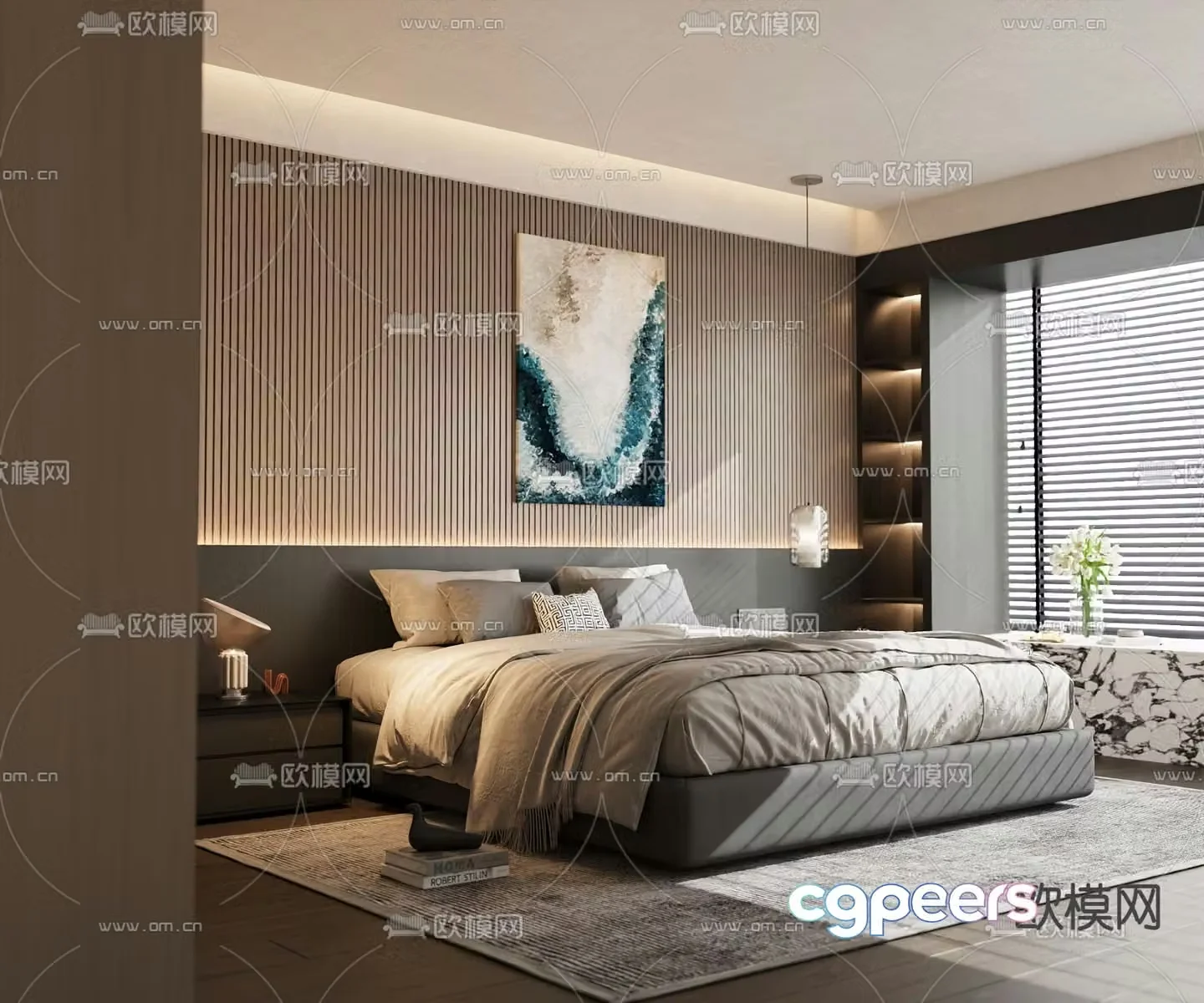 Italian double bed 3d model