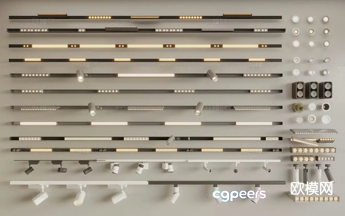 Magnetic track light linear light downlight spotlight turning track light 3D model