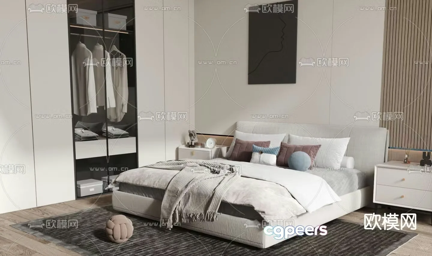 Modern double bed 3d model
