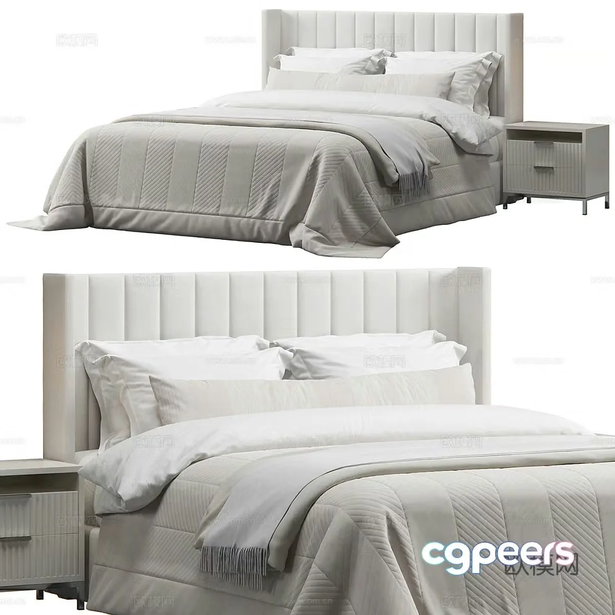 Modern fabric double bed 3d model