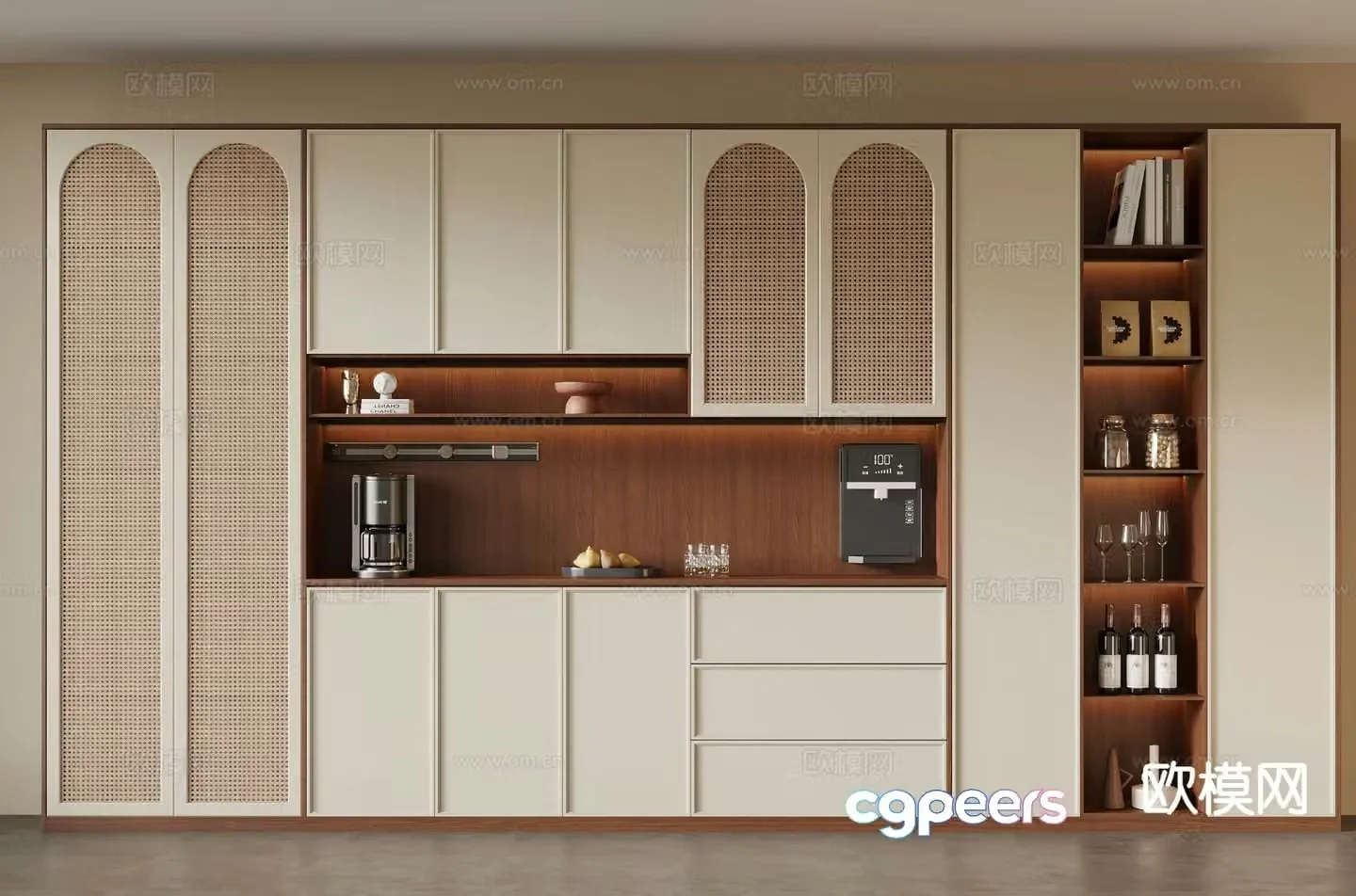 Middle-aged wine cabinet sideboard 3D model