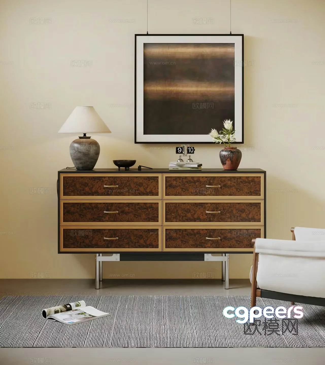 Modern retro entrance cabinet end view cabinet porch cabinet low cabinet storage cabinet storage cabinet sideboard cabinet 3D model