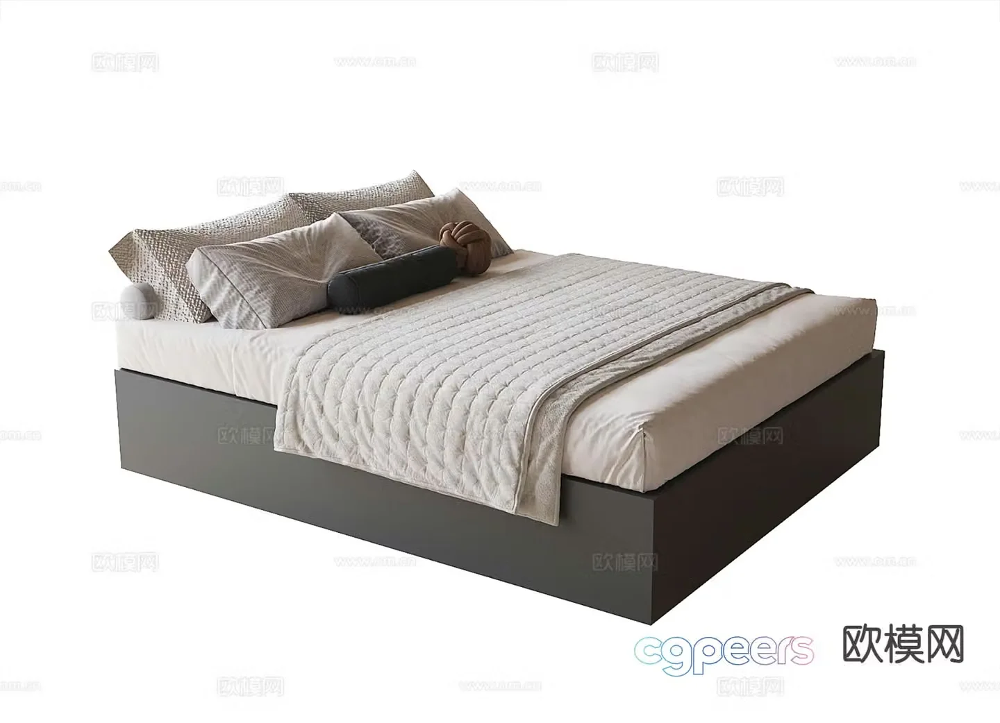 Modern double bed 3d model
