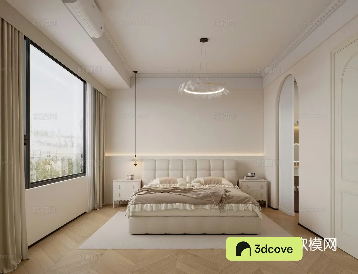 Creamy bedroom modern bedroom chandelier simple light luxury bedroom hanging living room G54