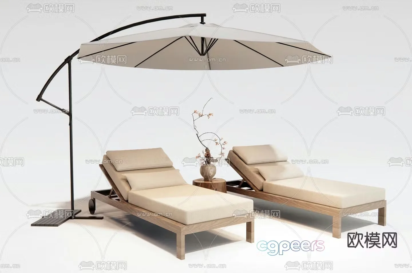 Outdoor lounge chair beach lounge chair 3d model
