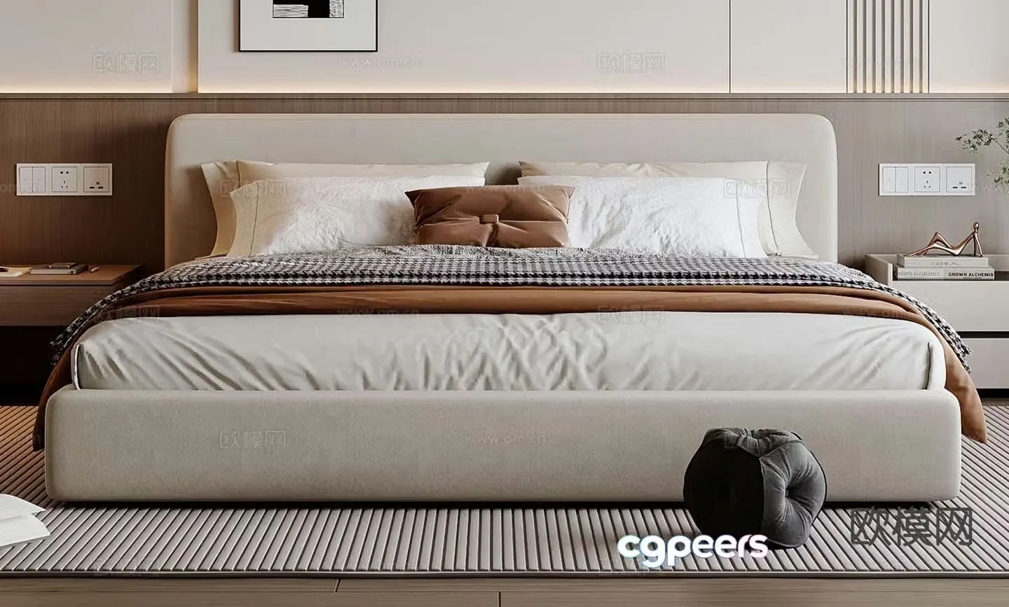 Modern double bed 3d model
