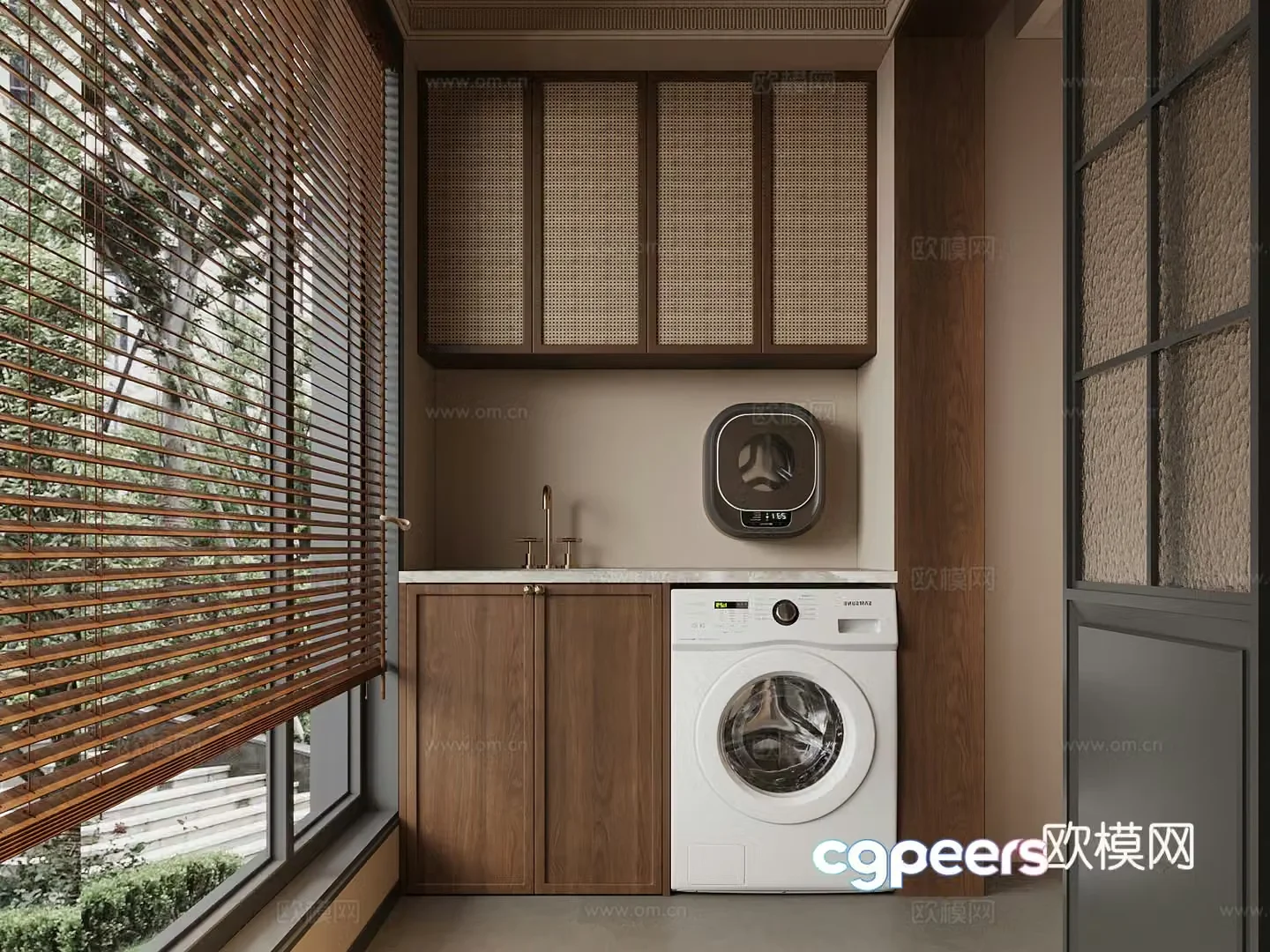Balcony medieval style balcony balcony washing machine cabinet 3d model