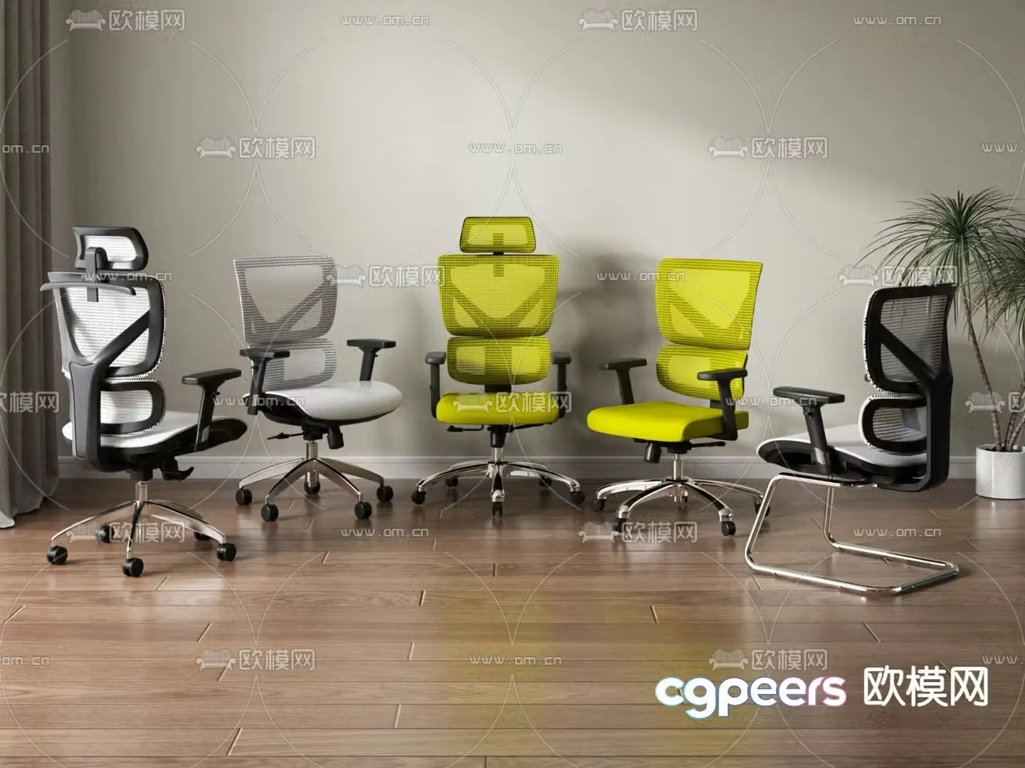 Mesh office chair shift chair staff chair 3D model