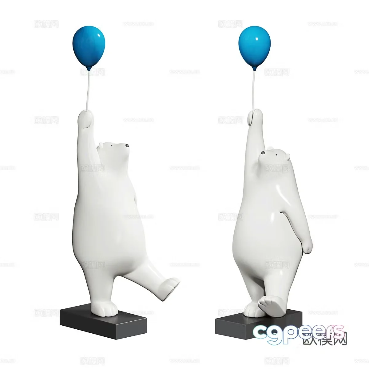 Modern polar bear sculpture ornament 3d model