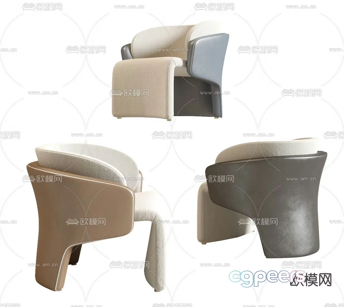 Poliform modern fabric single sofa 3d model