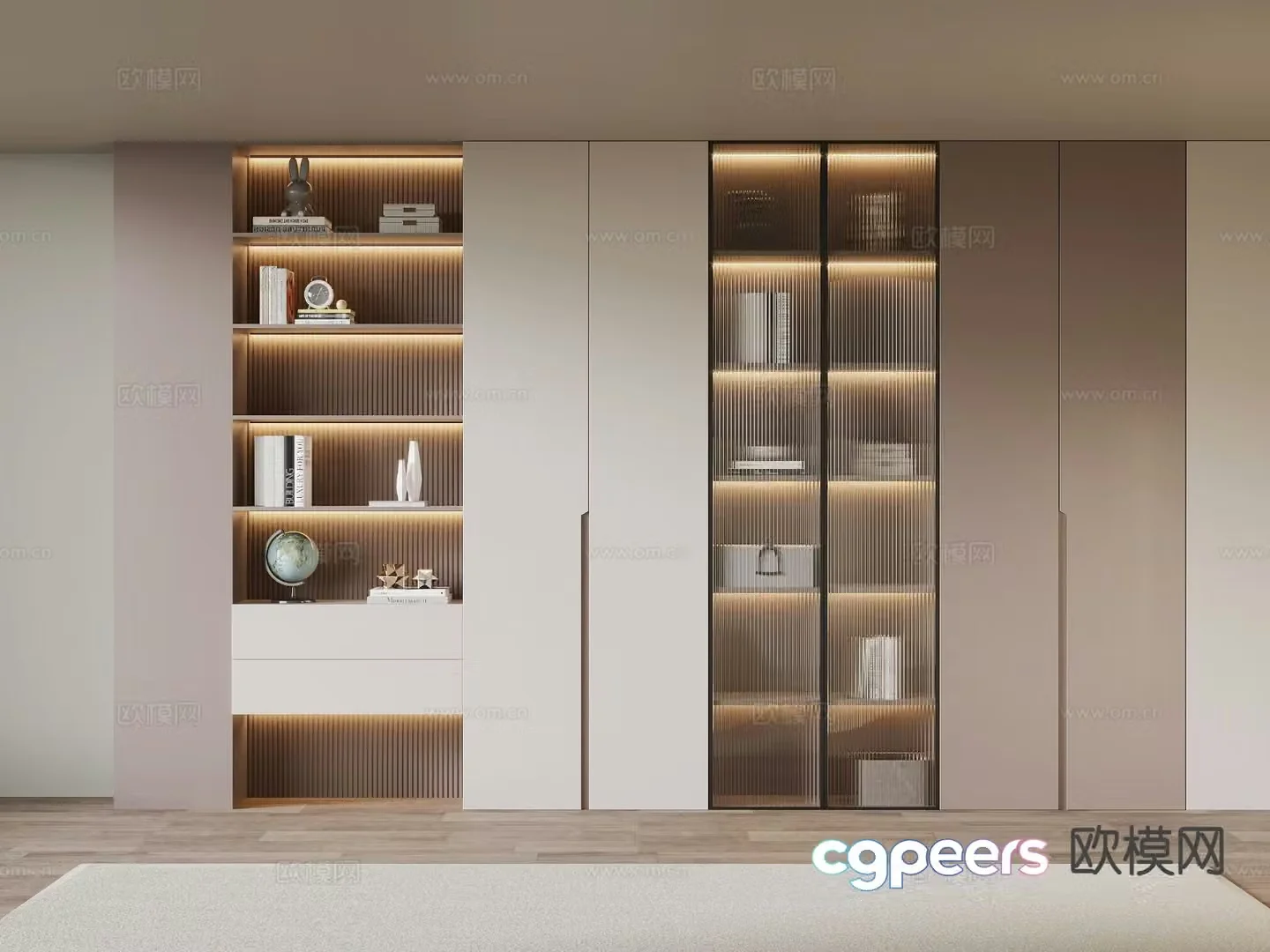 Modern bookcase bookshelf 3d model
