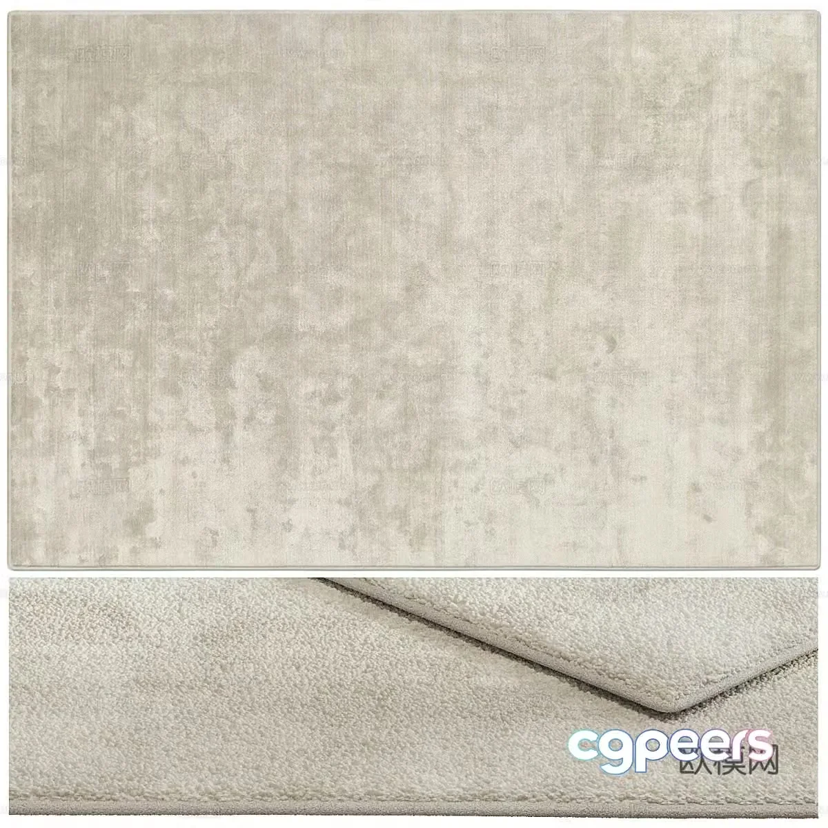 Modern creamy wool carpet 3d model