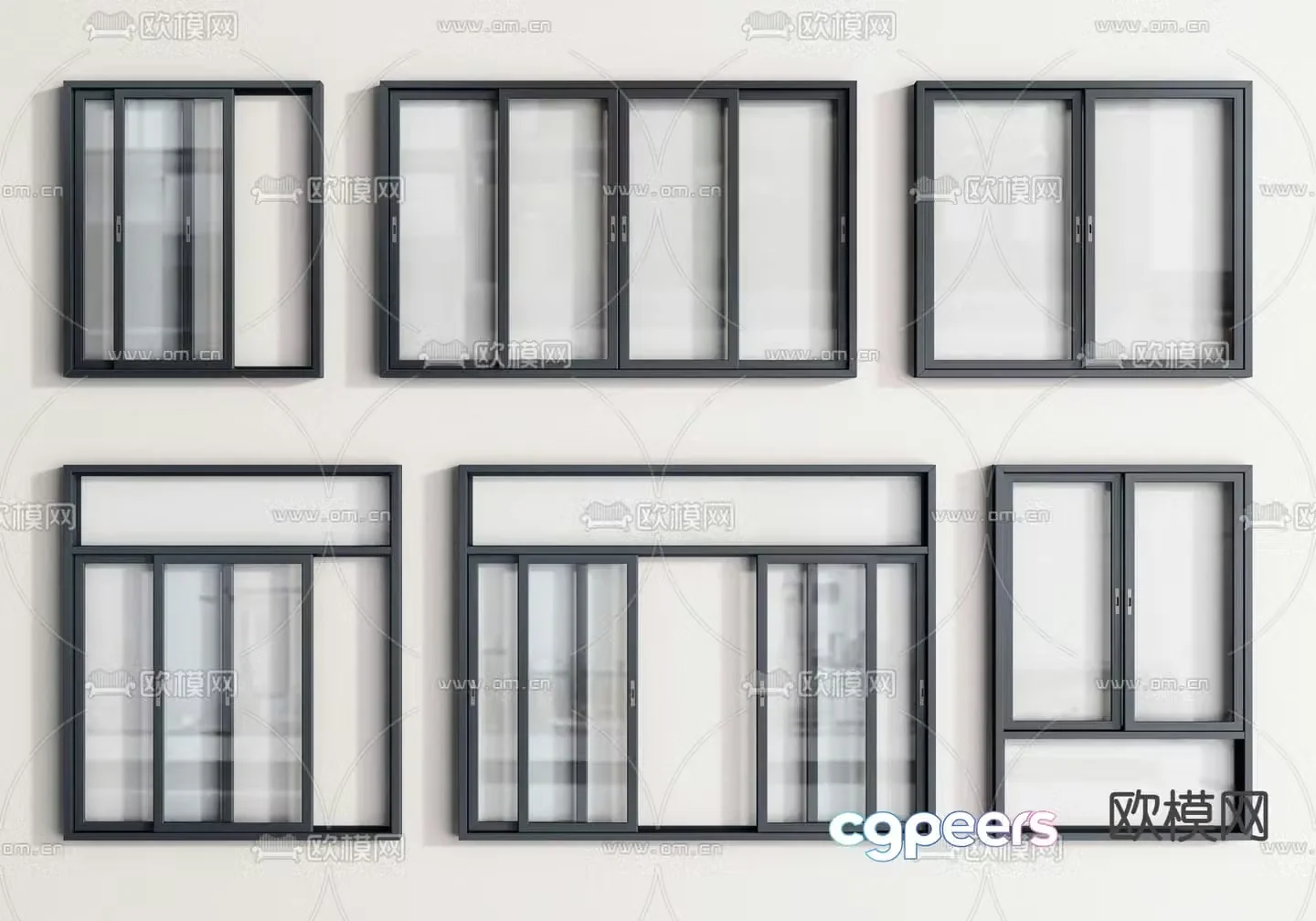 modern sash window window 3d model