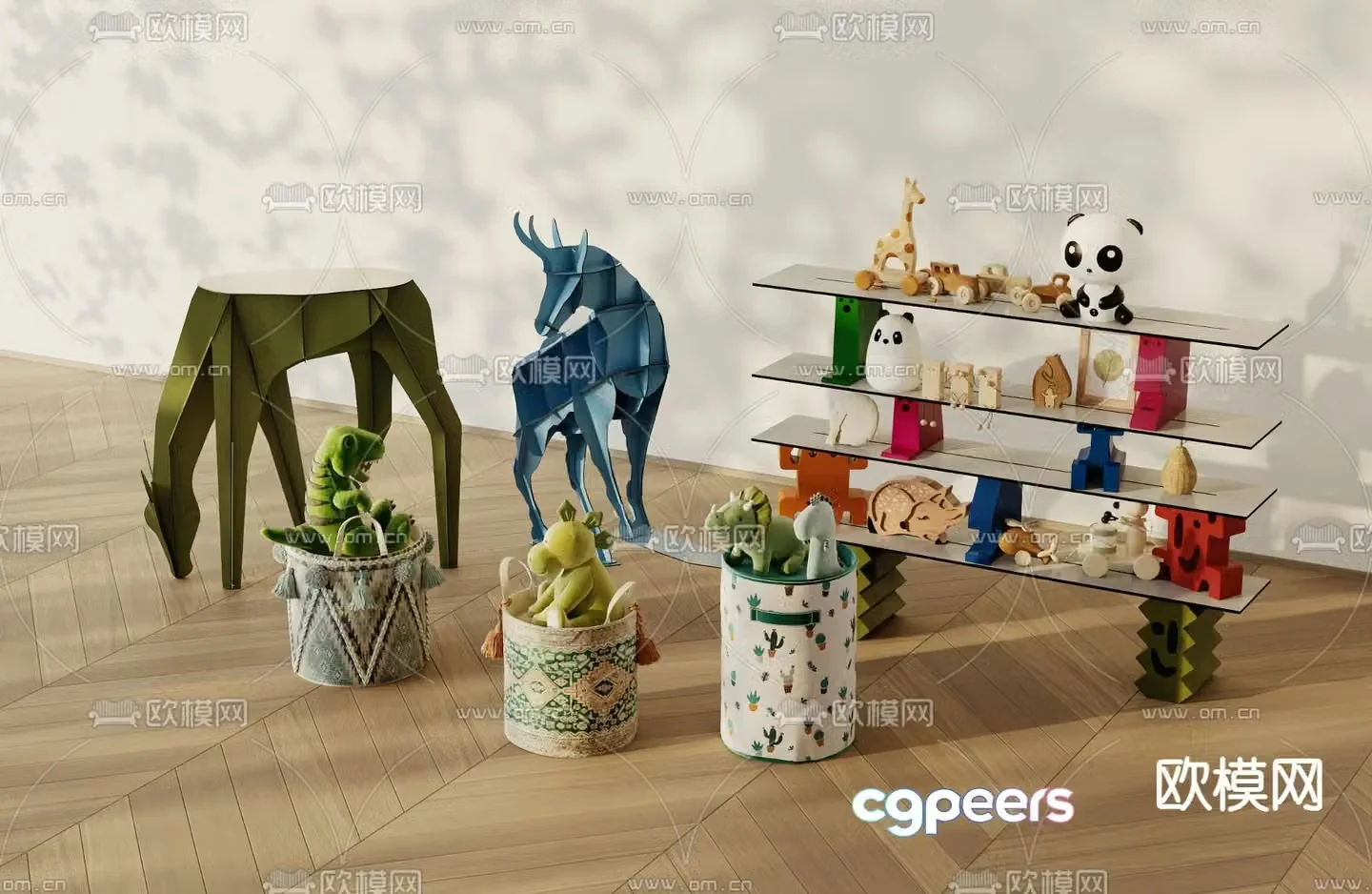 Plush toys wood carving toys doll 3d model
