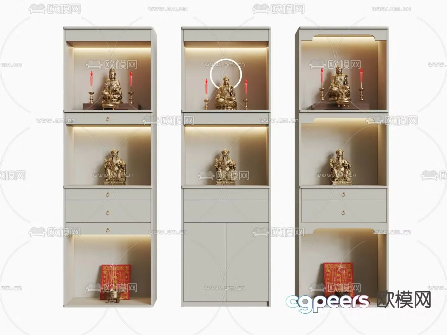 New Chinese style Buddhist niche shrine sacred cabinet 3D model