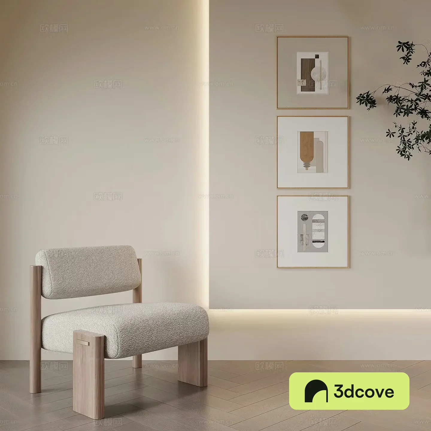 Modern leisure chair decorative hanging painting combination painting green plant