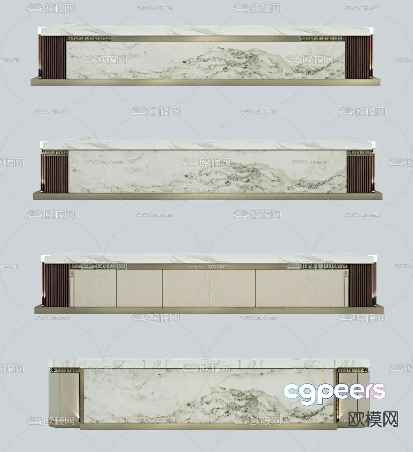 New Chinese style front desk reception desk service desk 3d model