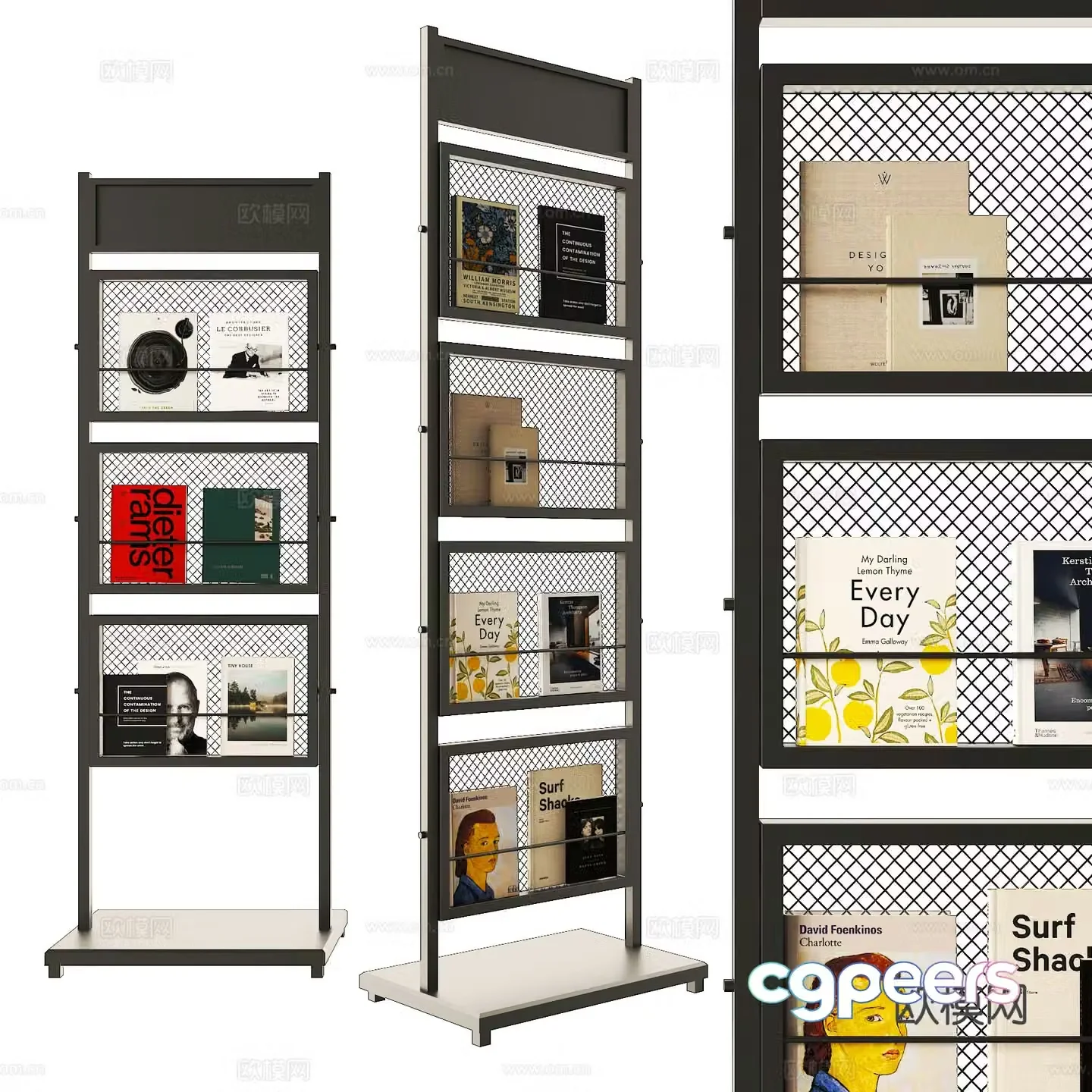 Modern bookshelf magazine rack 3d model