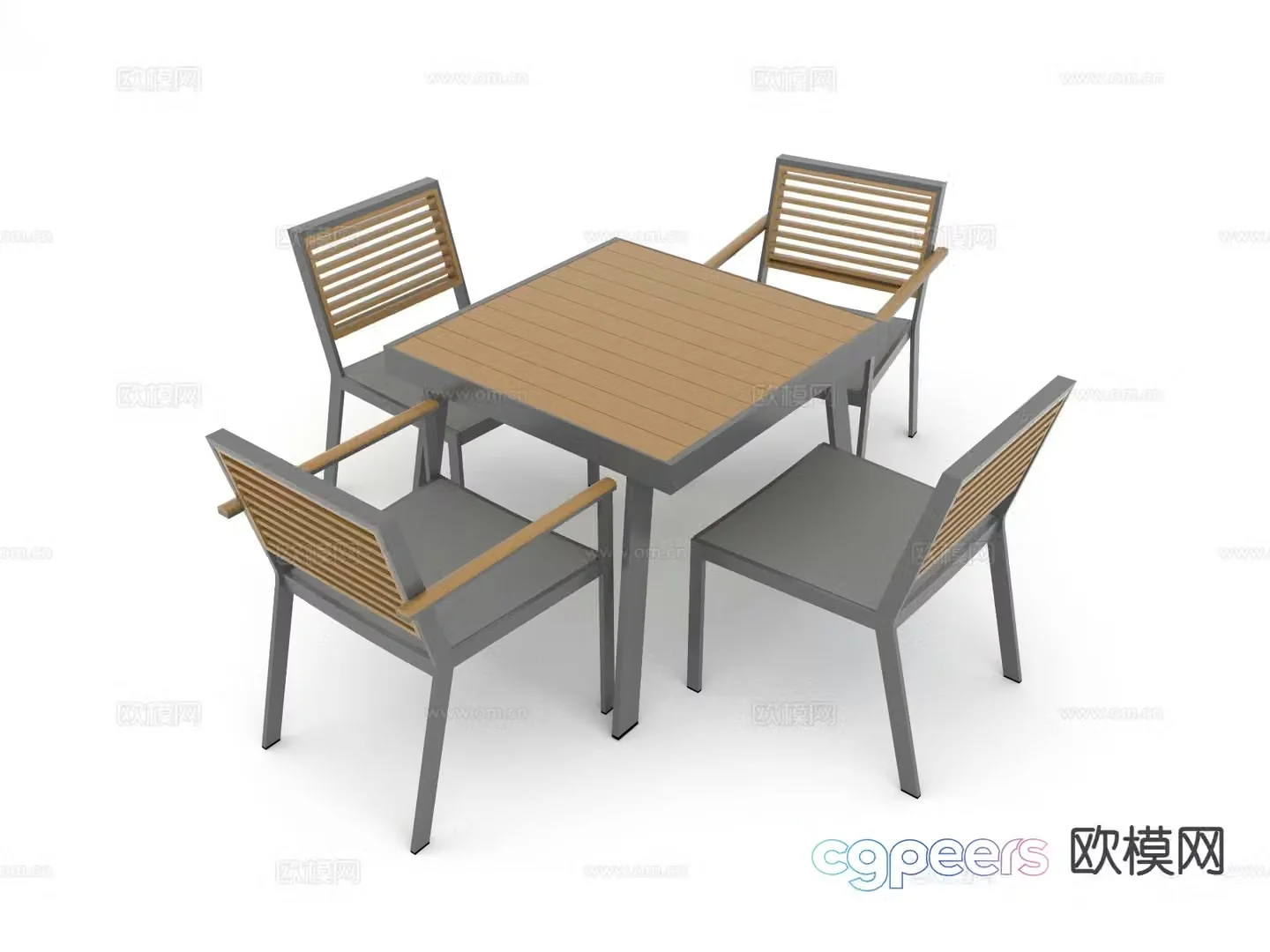 Modern outdoor table and chairs 3d model
