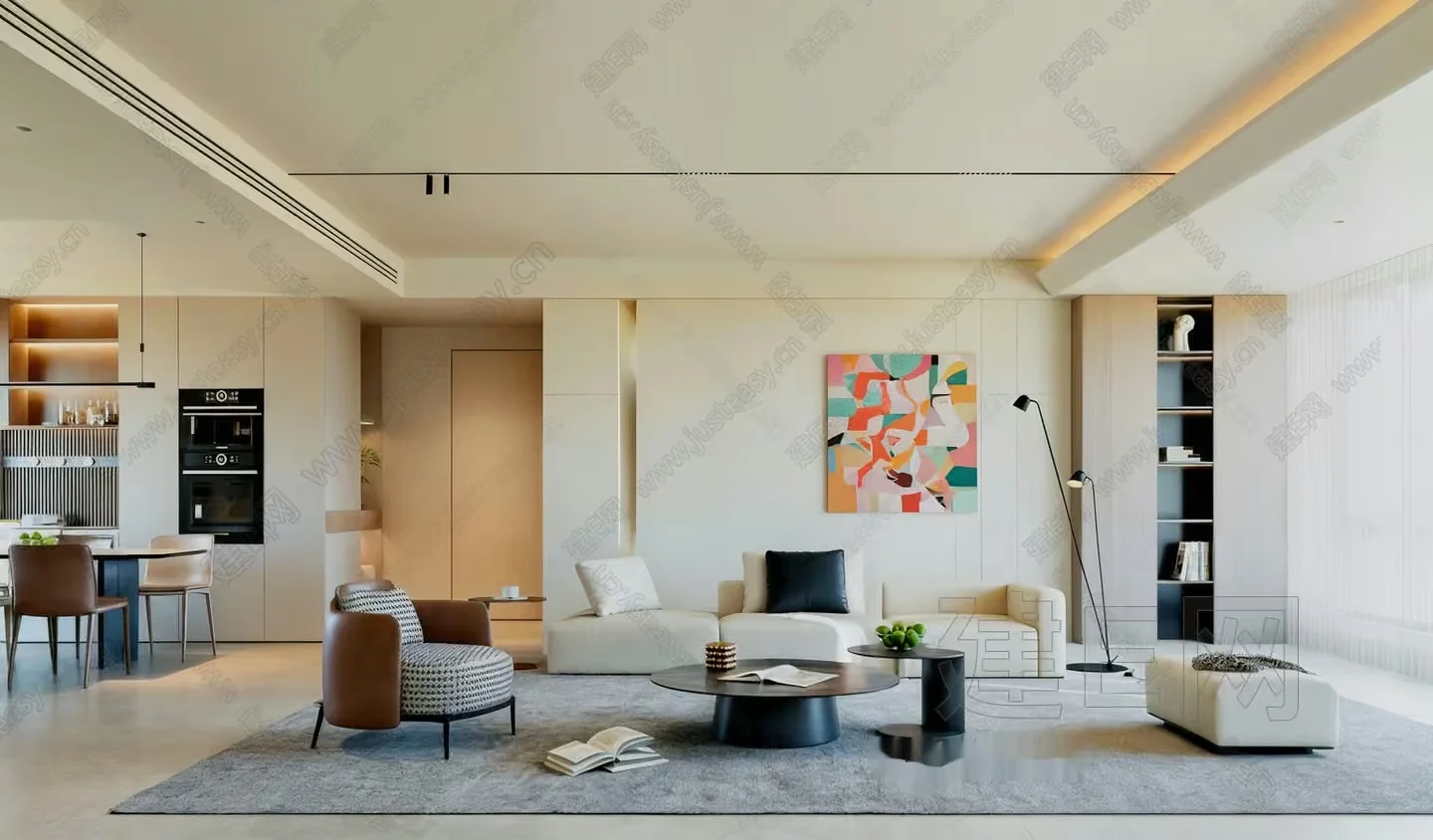 Modern Living Room 3D Model – 7292 – VRAY Render
