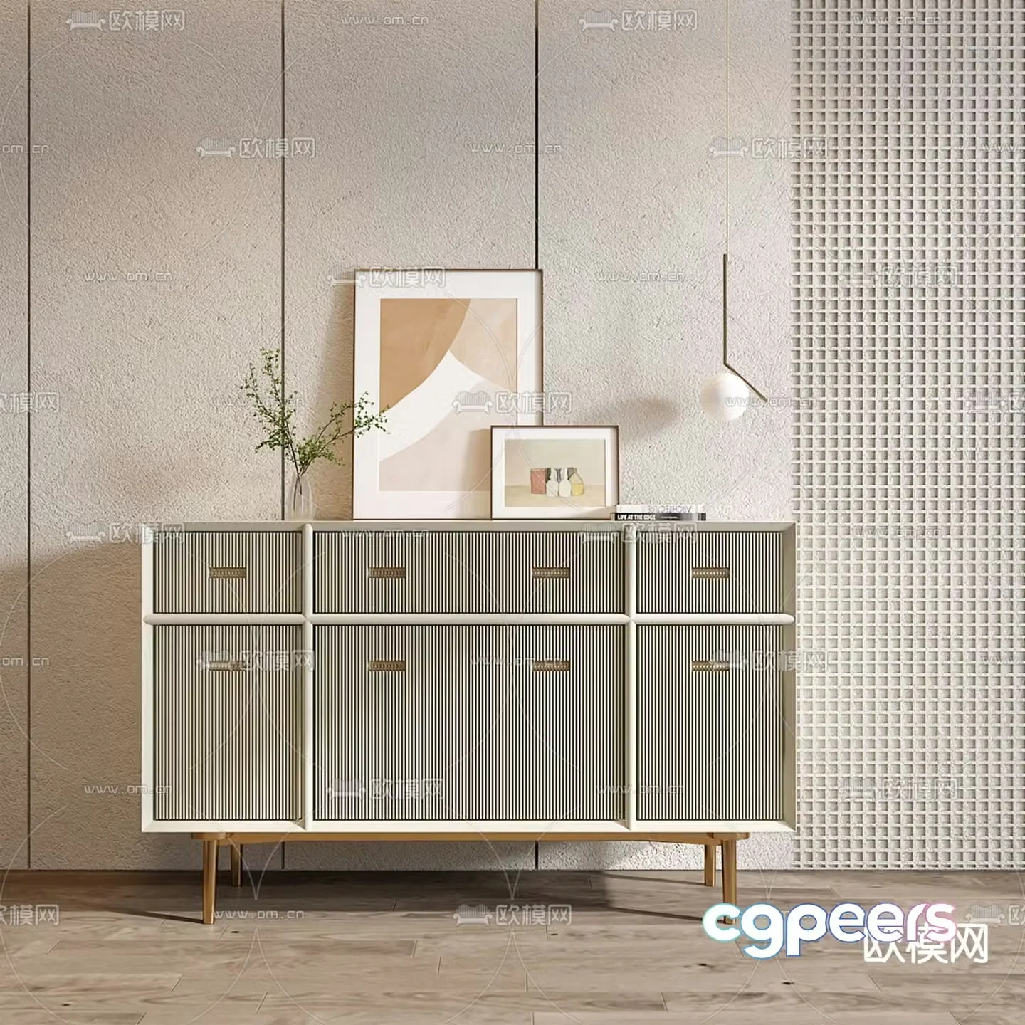 Light luxury end view cabinet entrance cabinet side cabinet 3D model