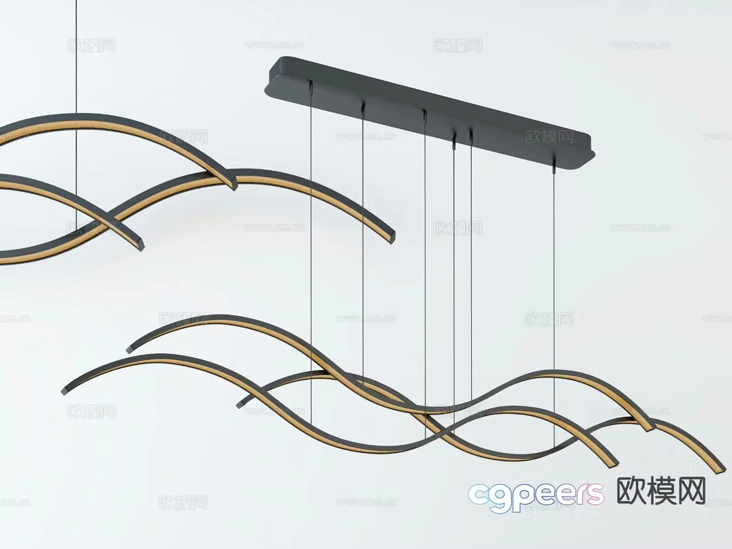 Postmodern chandelier curve chandelier 3d model