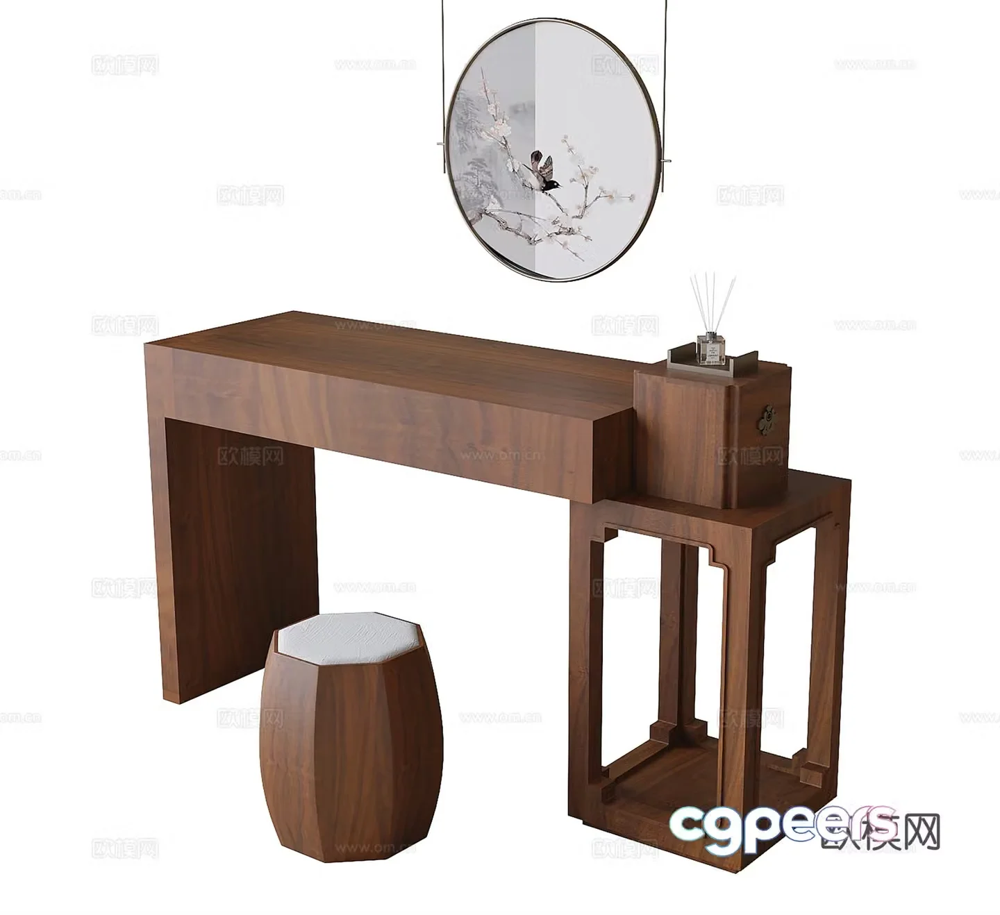 New Chinese style dressing table dressing table 3d model