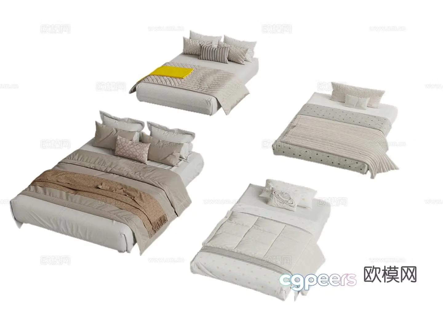 Modern mattress bedding quilt 3d model