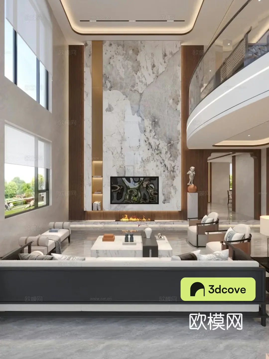 New Chinese style villa living and dining room