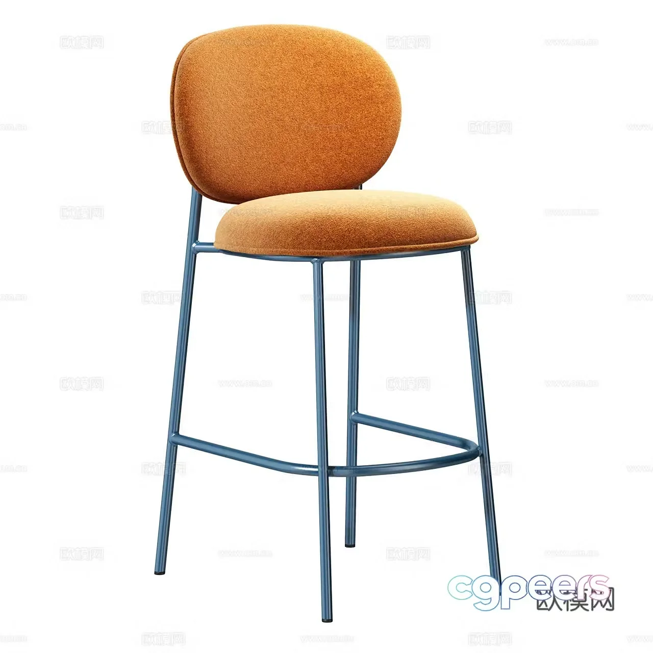 Pedrali Nordic bar chair Simple bar chair Fabric bar chair Minimalist bar chair 3D model