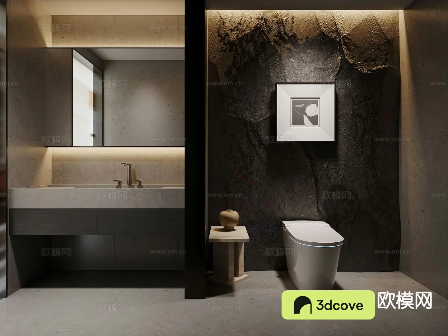 Dark style bathroom