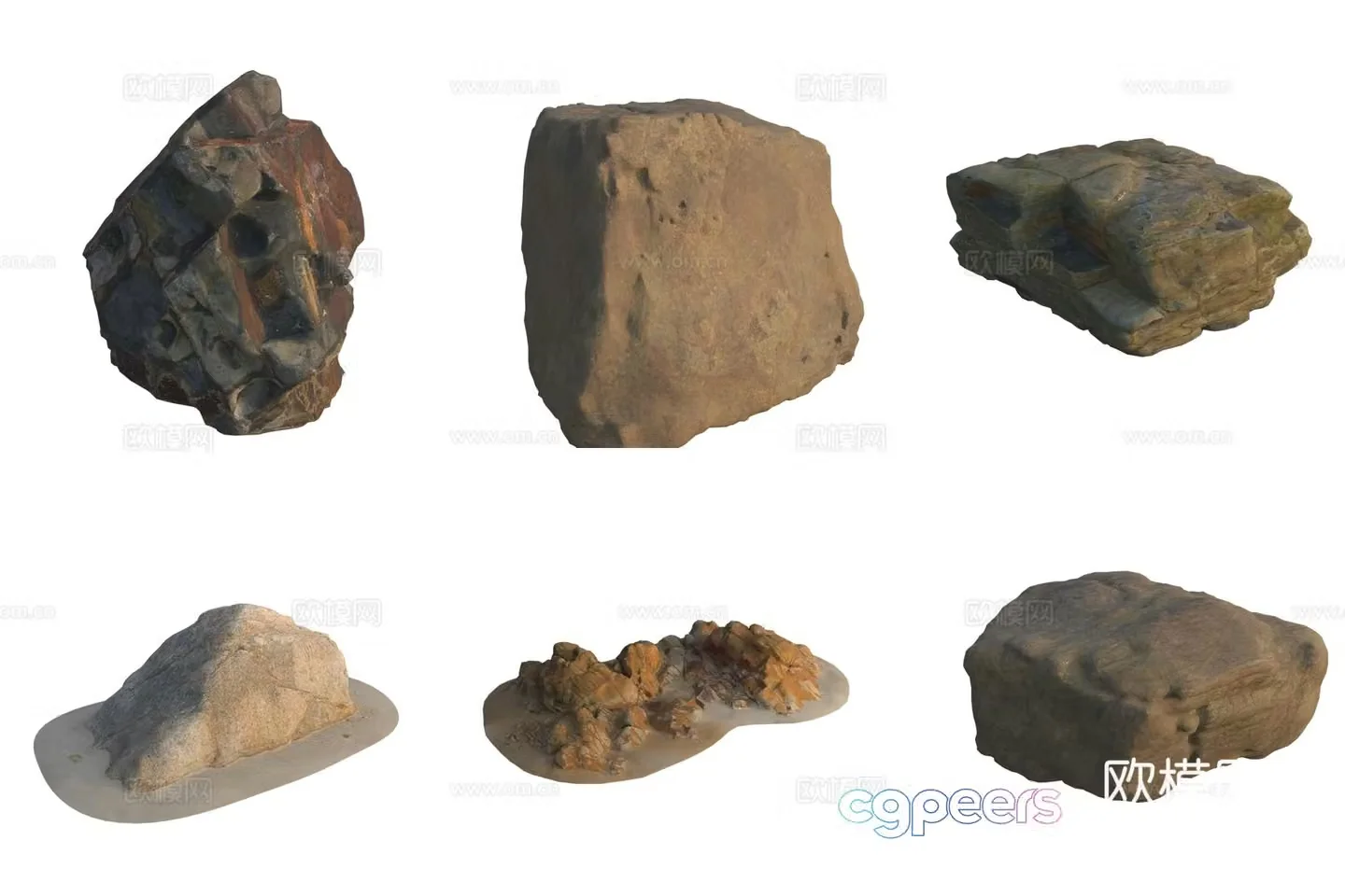 Beach beach stone rock 3d model