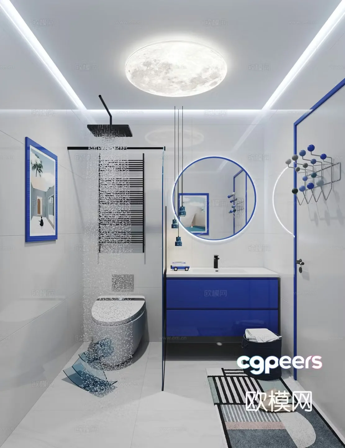Modern children’s bathroom 3d model