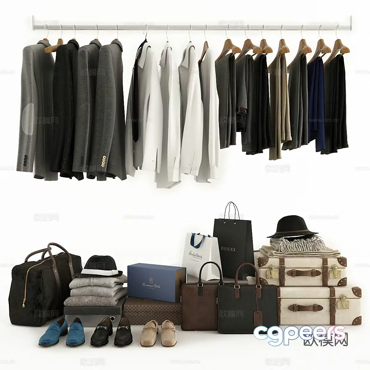 Clothes shoes bags 3d model