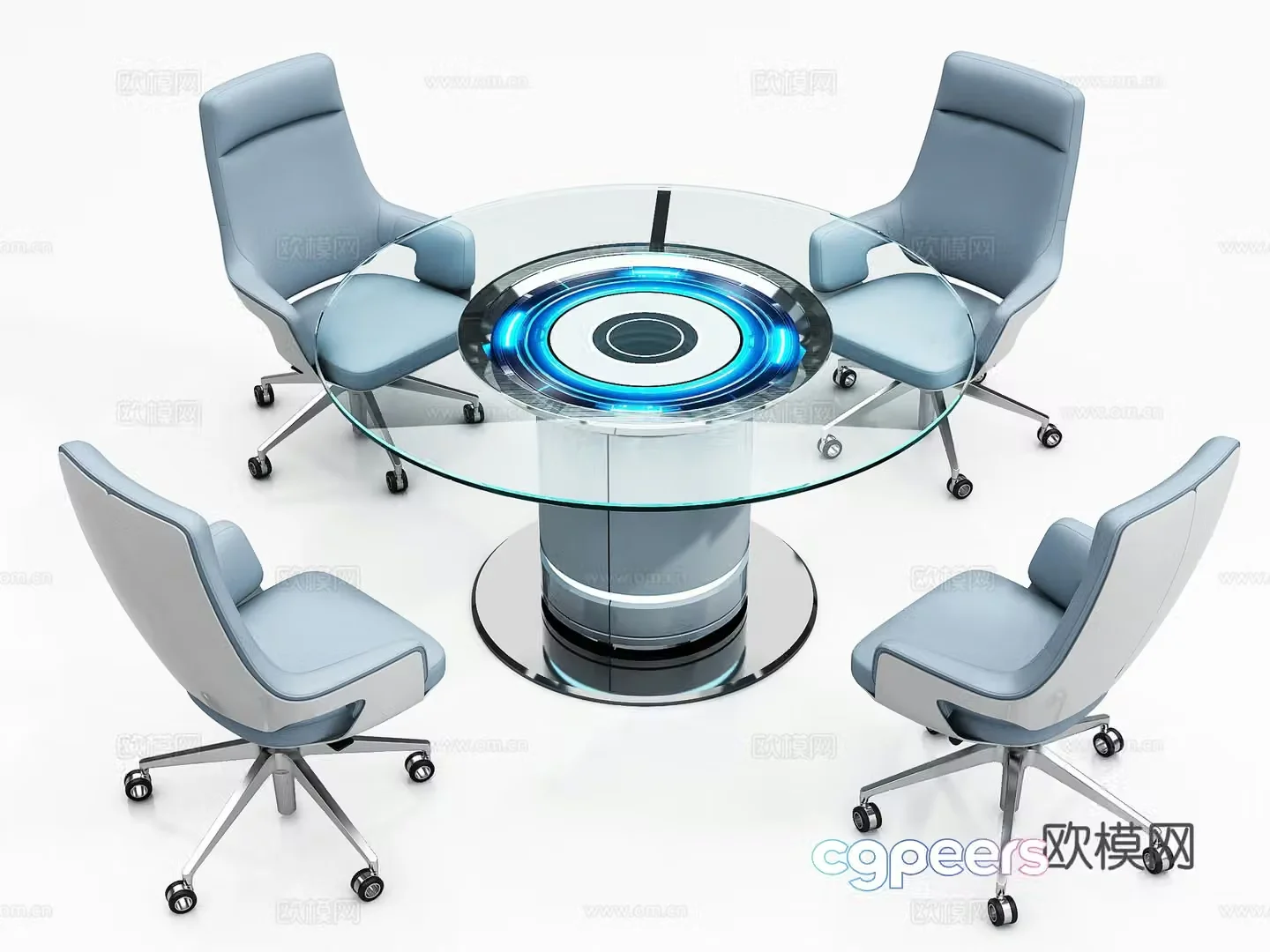Modern circular conference table negotiation table 3d model