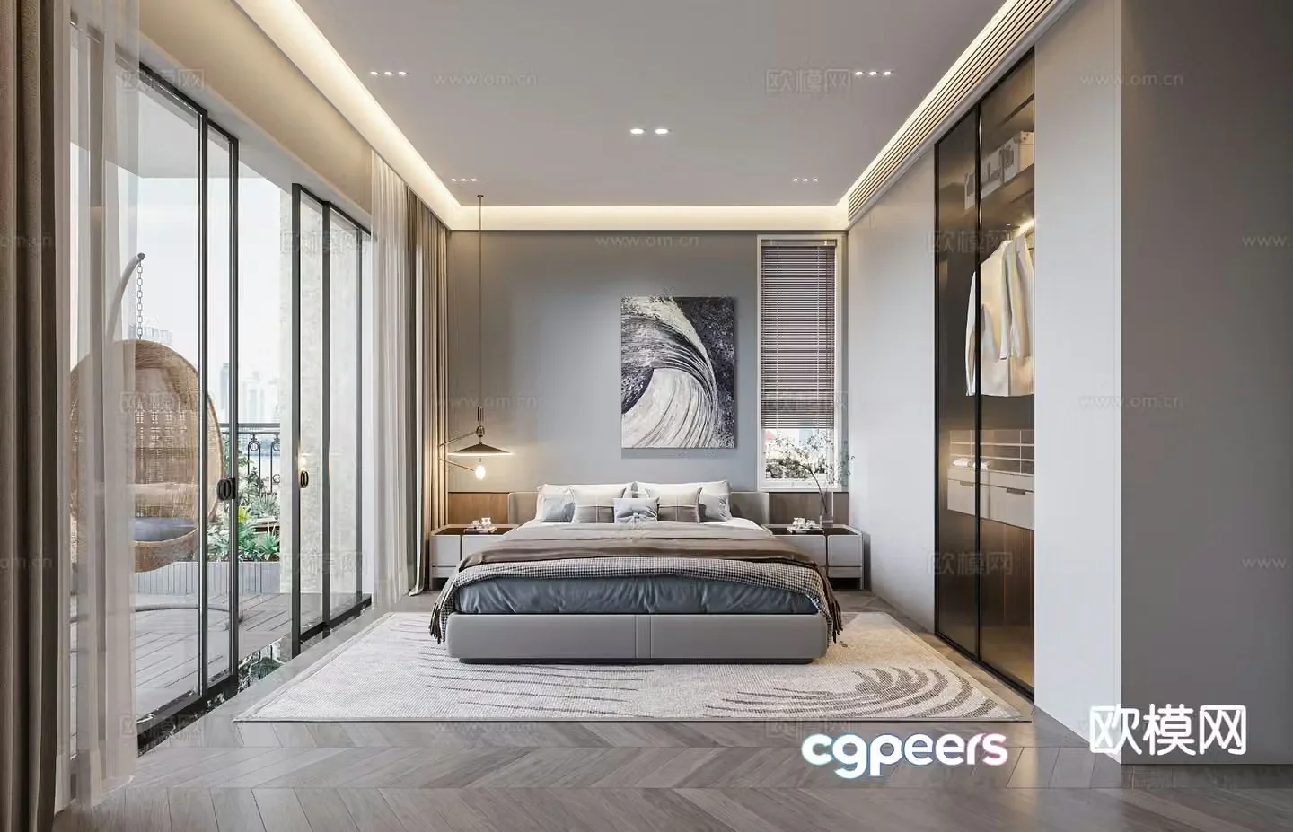 Modern bedroom master bedroom 3d model