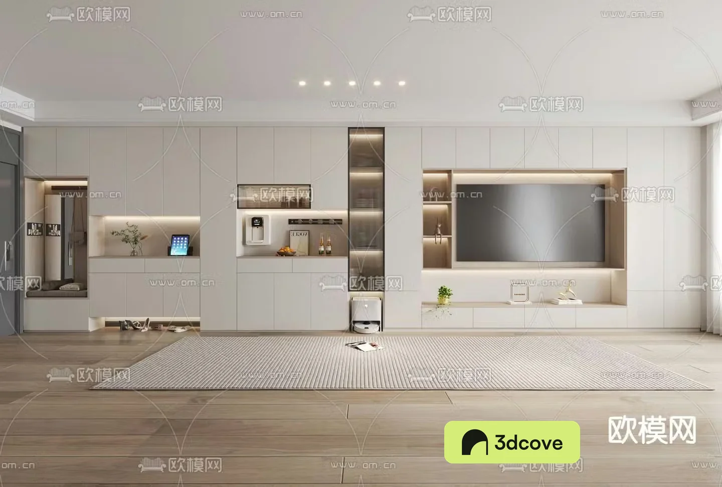 Cream style TV cabinet integrated cabinet