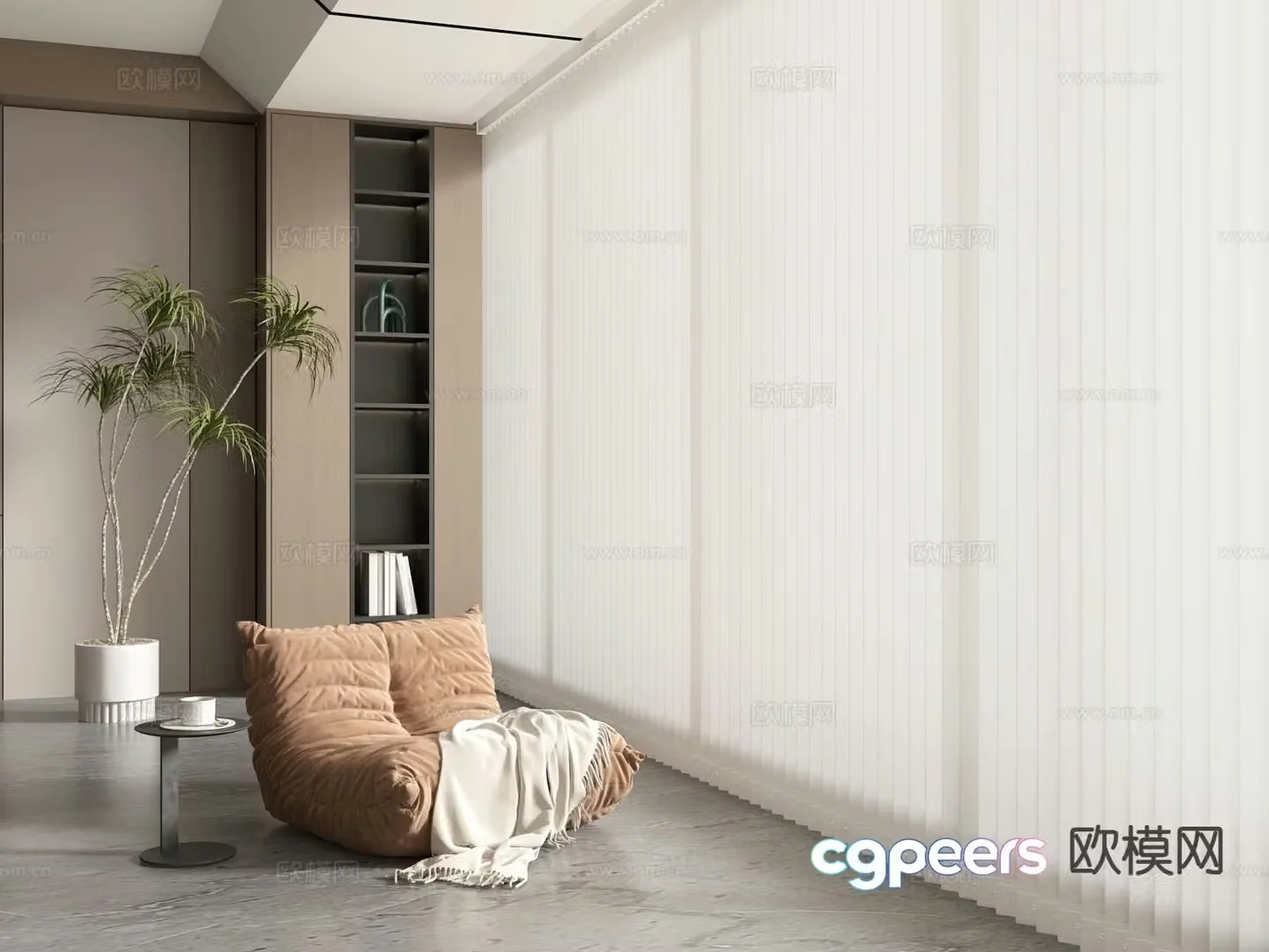 Dream curtain venetian blind lazy sofa curtain 3d model