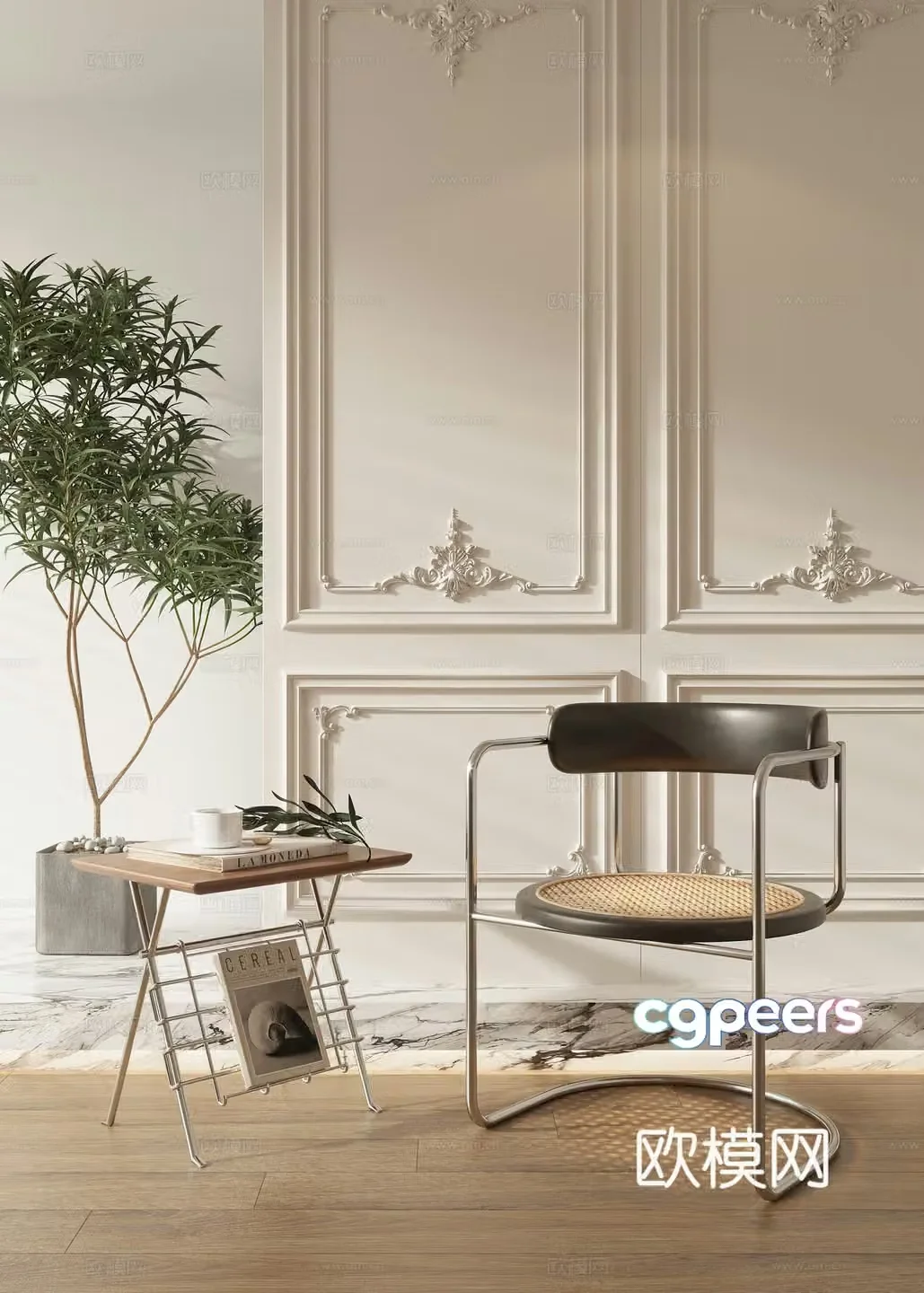 French medieval dining chair single chair 3d model