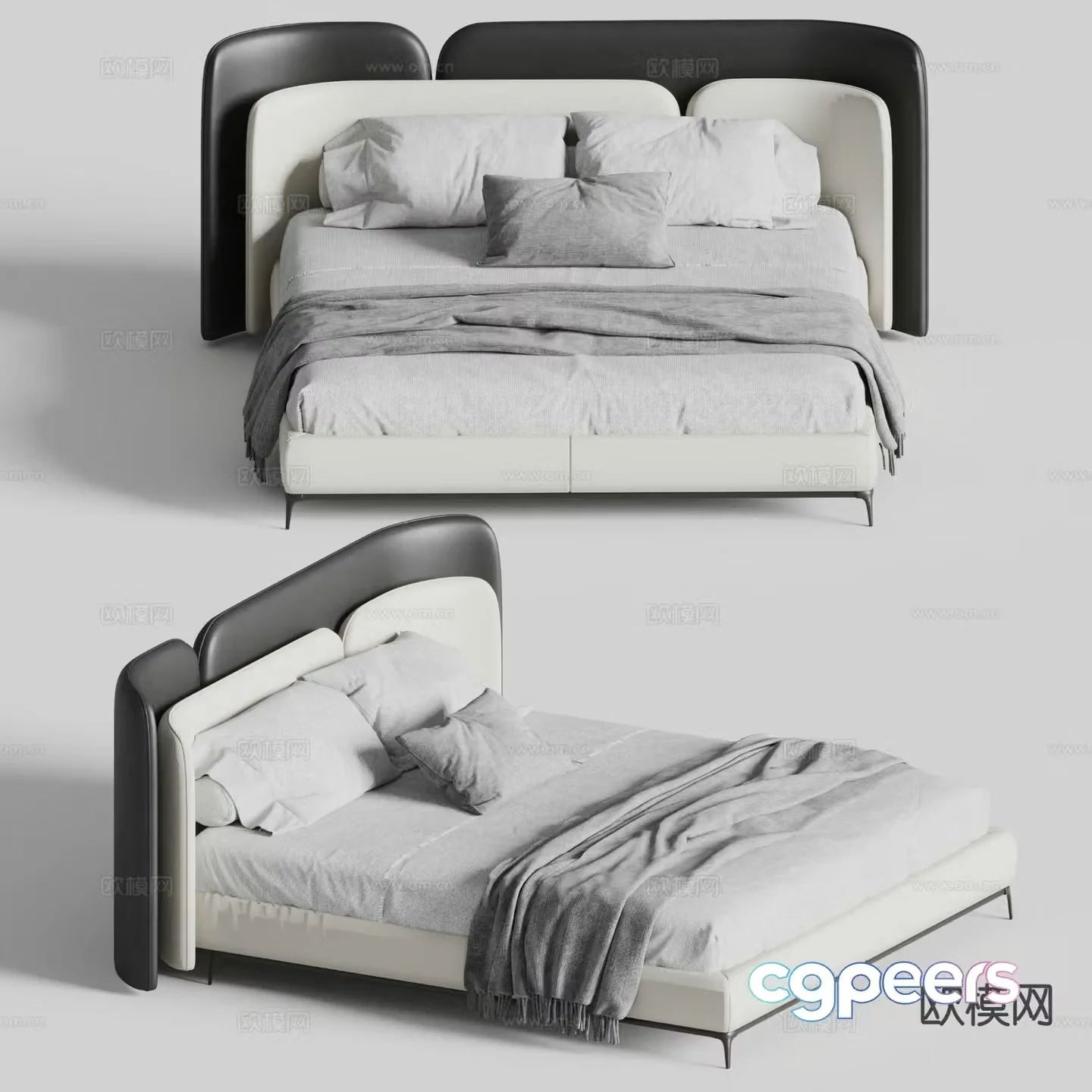 Folia Italian double bed 3d model