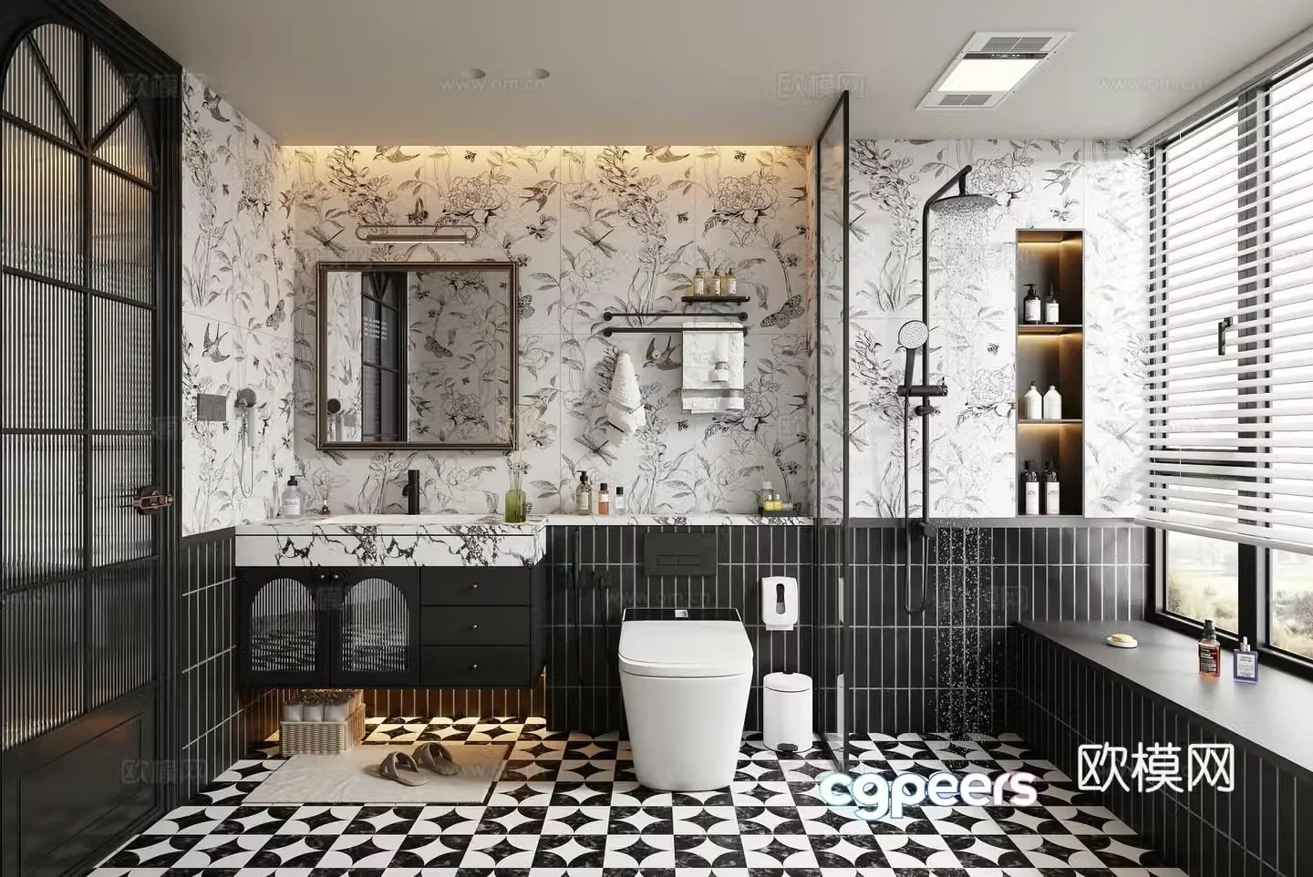French retro bathroom bathroom 3d model