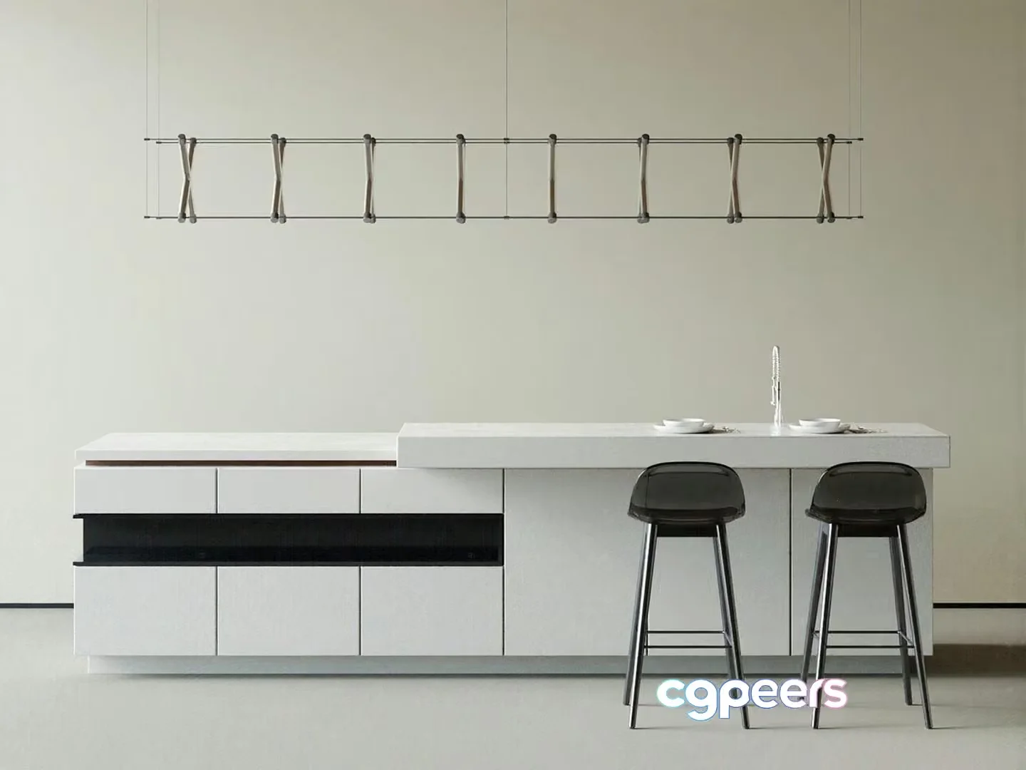 Modern Minimalist Kitchen 3D Model – 9288 – CORONA Render