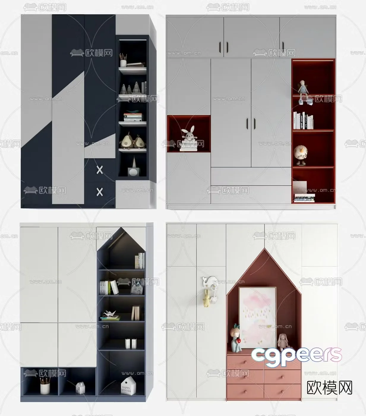 Modern children’s wardrobe storage cabinet 3d model